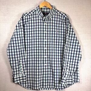 Vineyard Vines Slim Fit Whale Button Down Shirt Navy Teal Check Men's XL